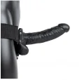 Realrock Hollow Strap-on dutý pripínací penis so semenníkmi 18 cm - čierny