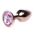MyLove Rose gold análny kolík s kamienkom S ružový