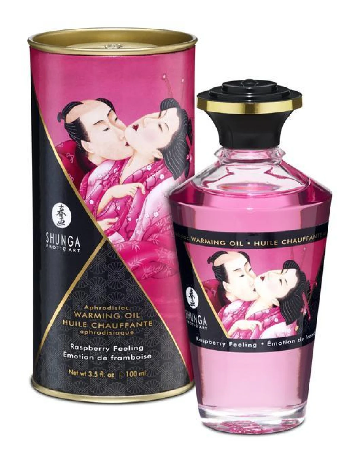 Shunga Hrejivý masážny olej s afrodiziakami - malina 100 ml