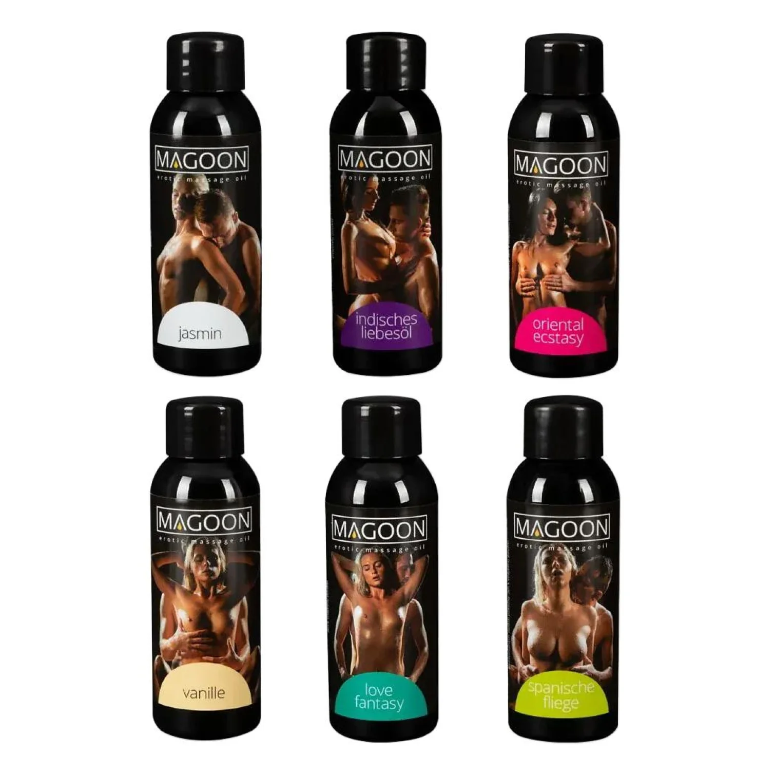 MAGOON Testovacia sada masážnych olejov 6 x 50 ml