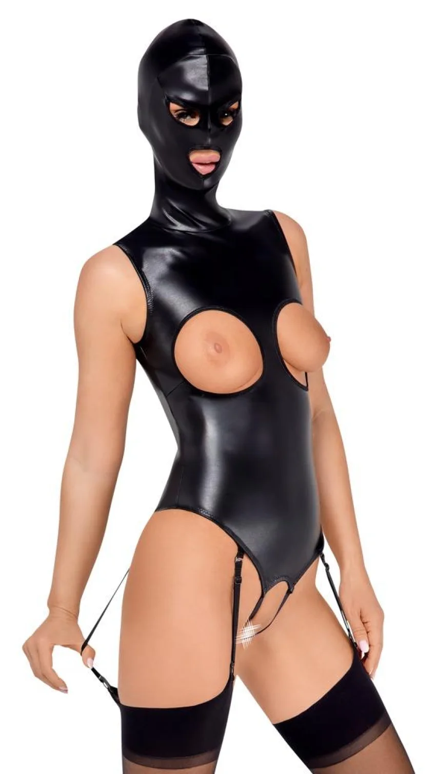 Bad Kitty Body s kuklou - černé: XL