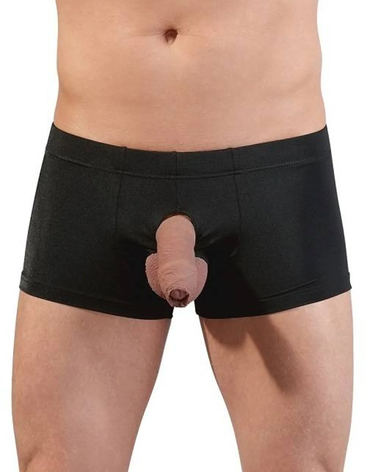 Čierne pánske boxerky Svenjoyment s otvormi vpredu na modeli