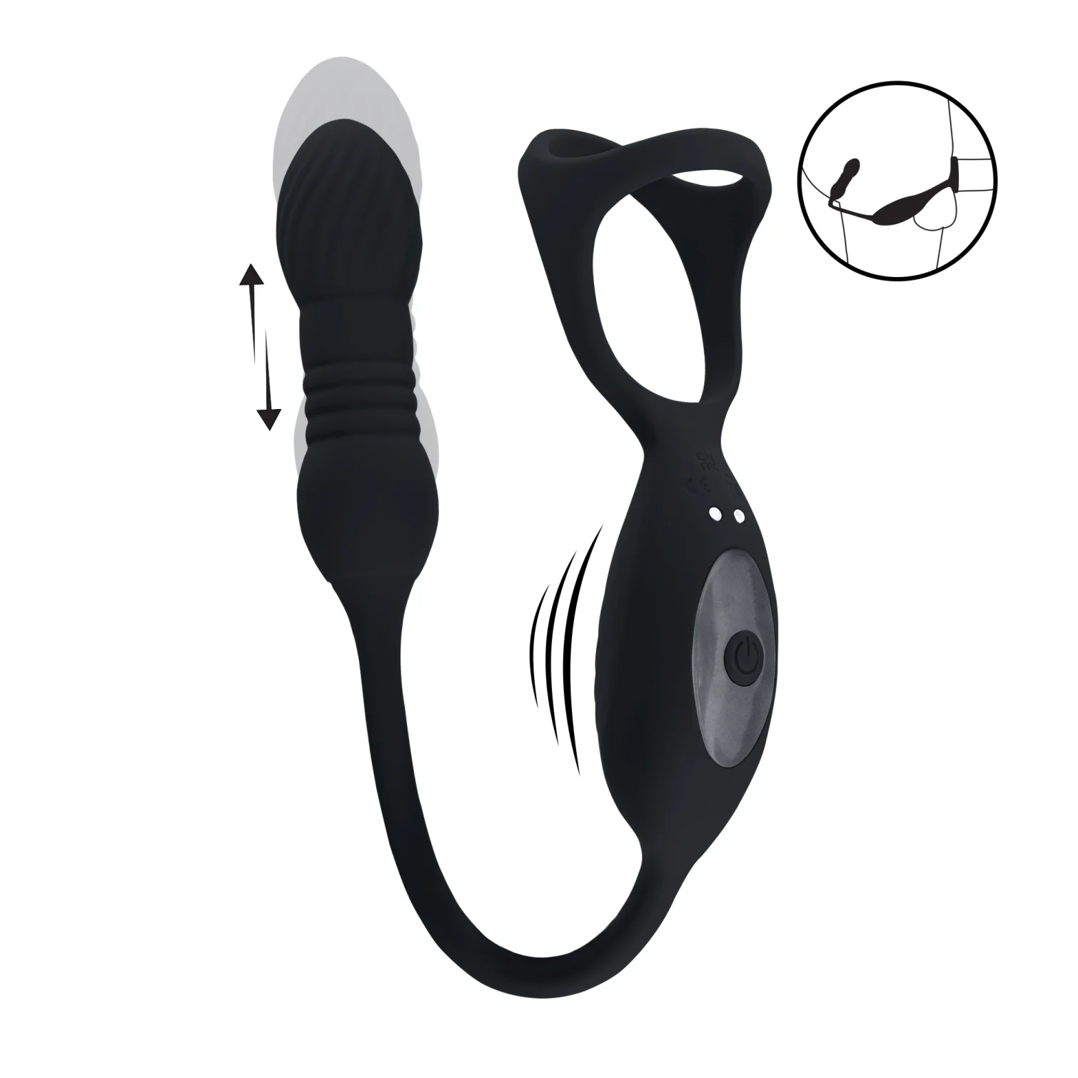 Levelz Vibrating and Thrusting stimulátor prostaty a perinea s erekčným krúžkom