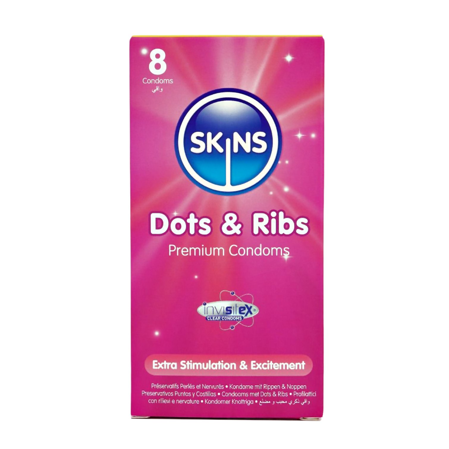SKINS kondómy Dots and ribs 8 ks