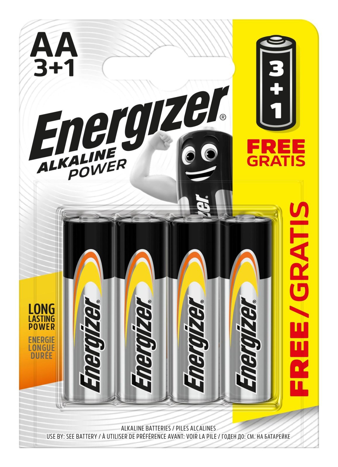 Energizer Alkaline Power -Tužkové batérie AA/4 3+1 zdarma