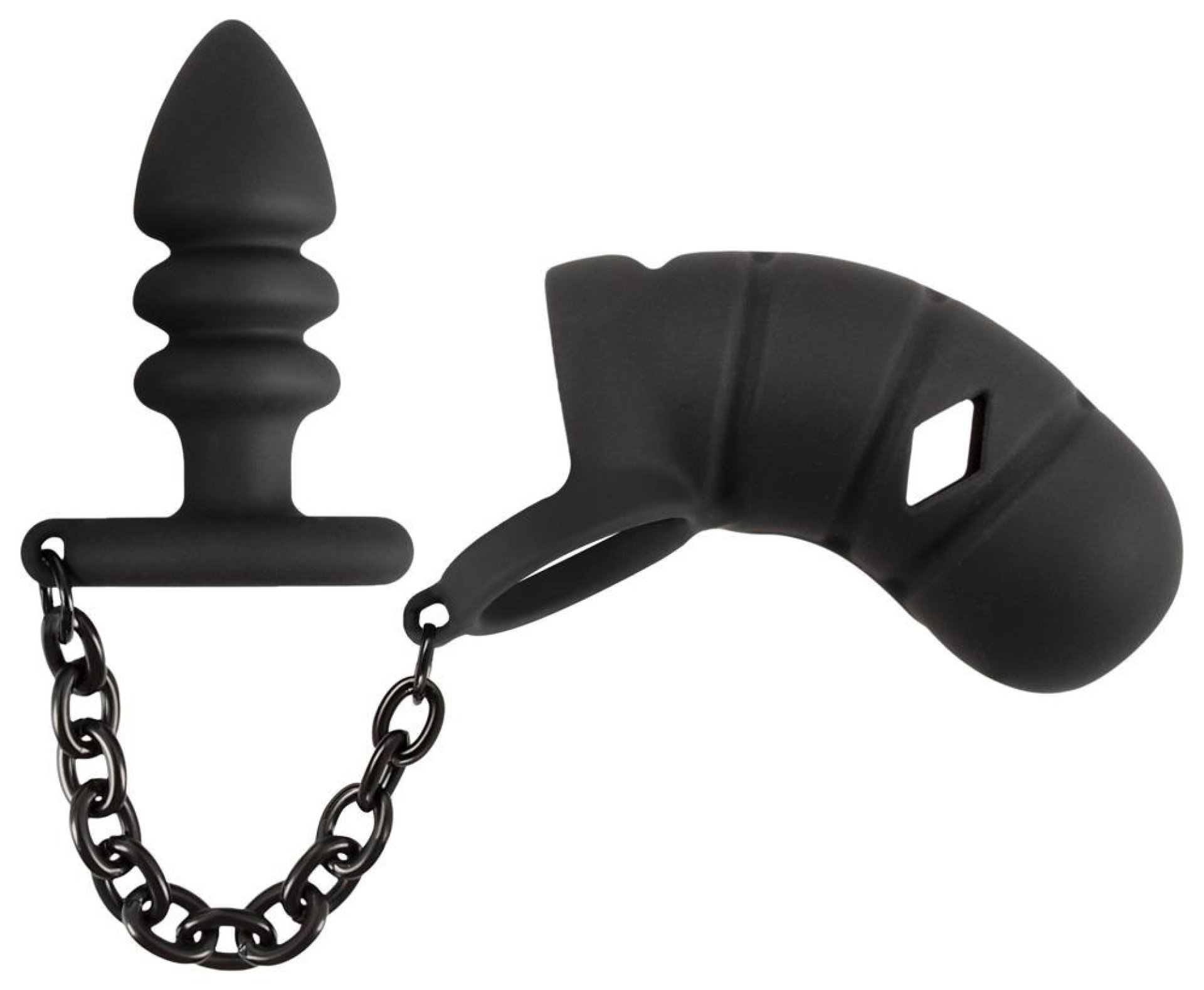 Black Velvets Klietka na penis a análny kolík