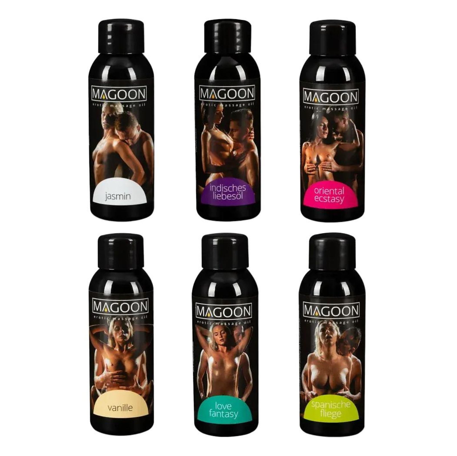 MAGOON Testovacia sada masážnych olejov 6 x 50 ml