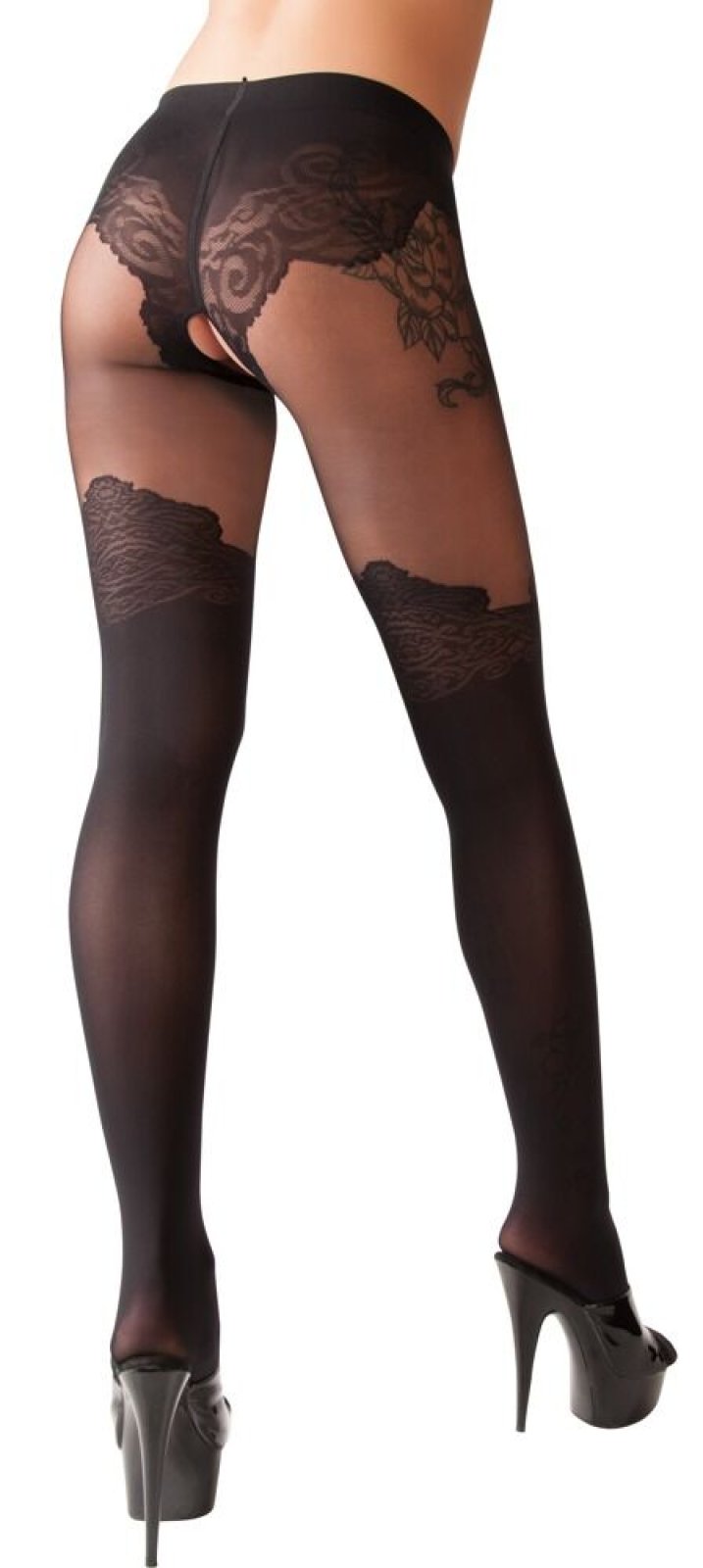 Cottelli Legwear pančucháče so vzorom čiernej 5 (XL)