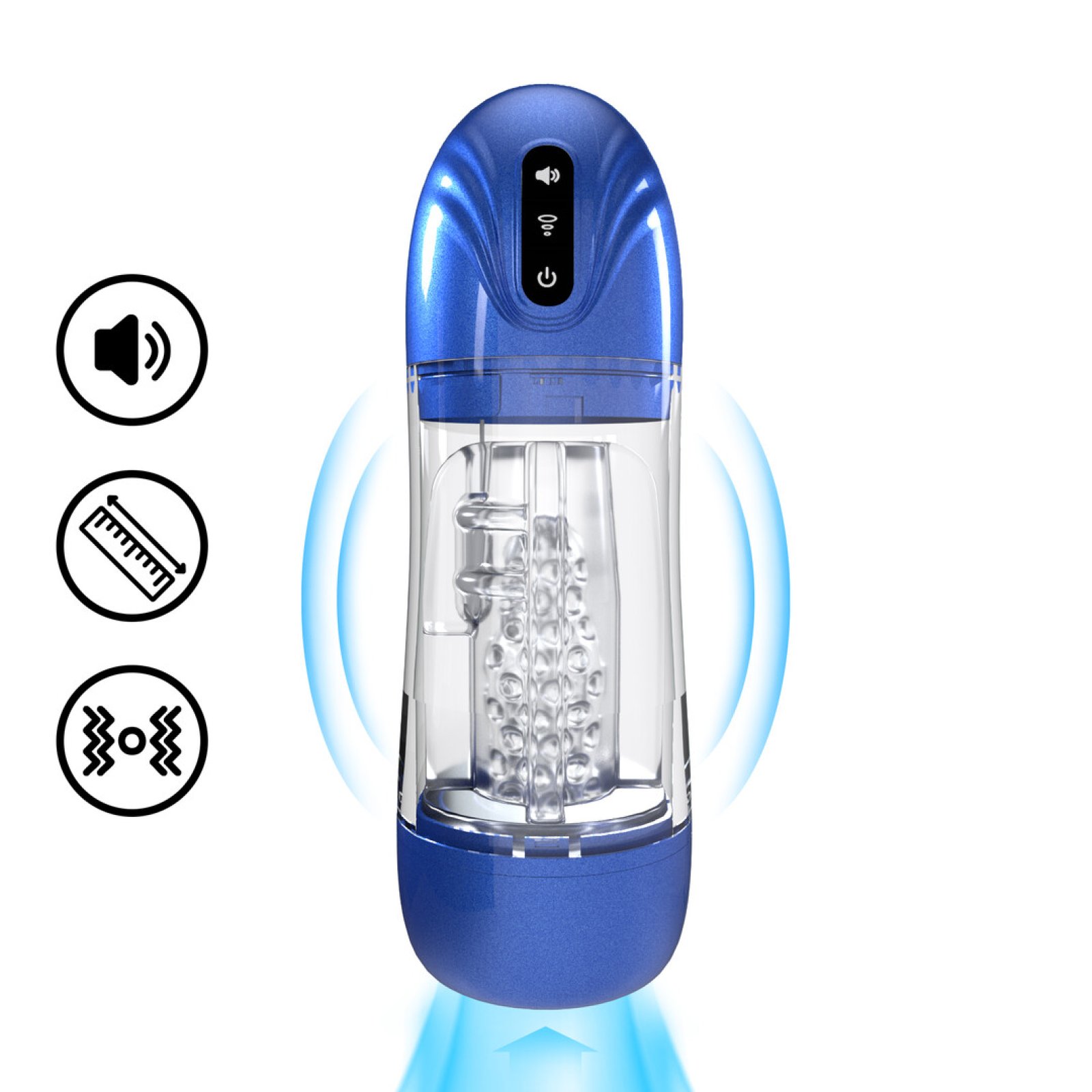 Pumped SonicPull Vibračný masturbátor s vákuovou stimuláciou Mettalic Blue