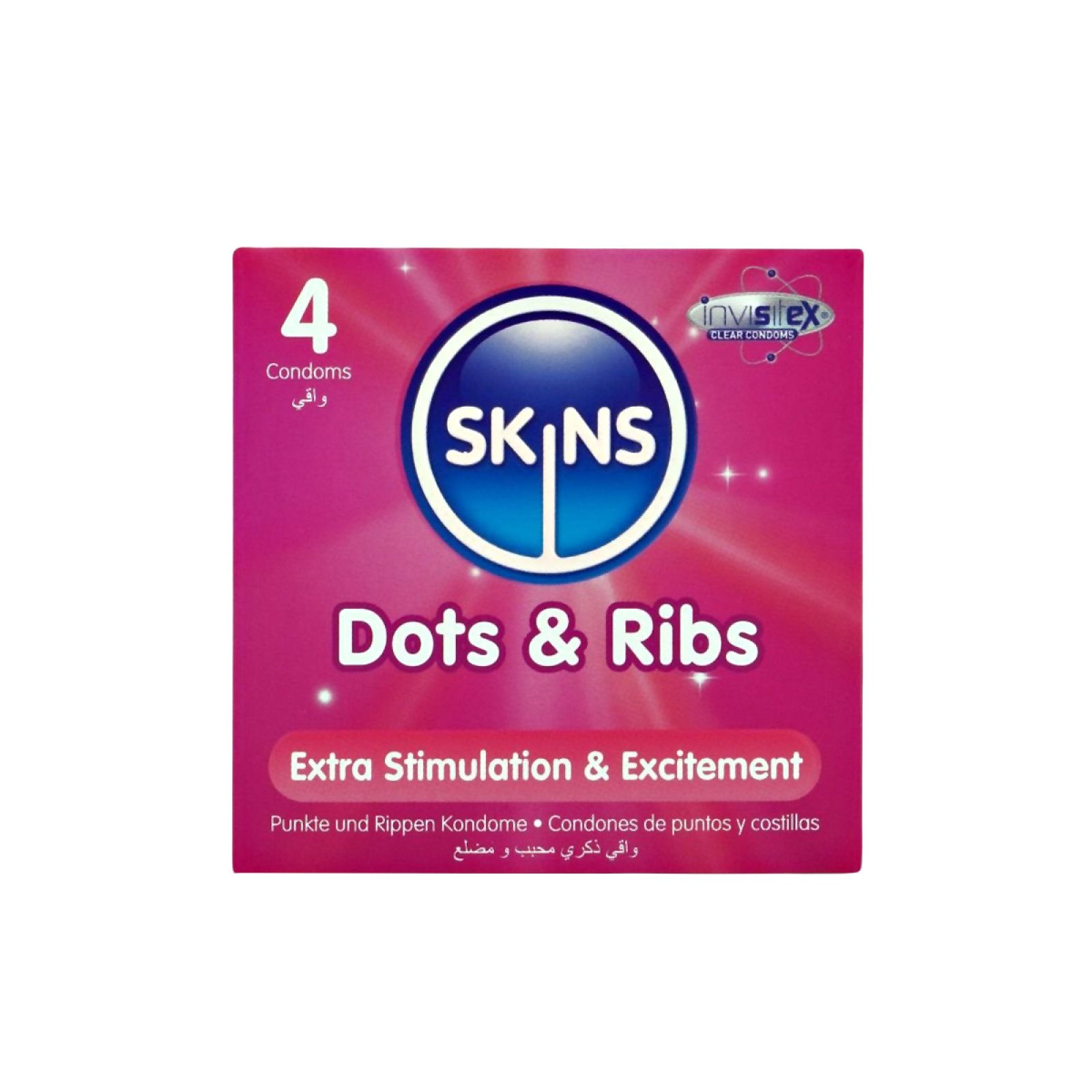 SKINS kondómy Dots and ribs 4 ks