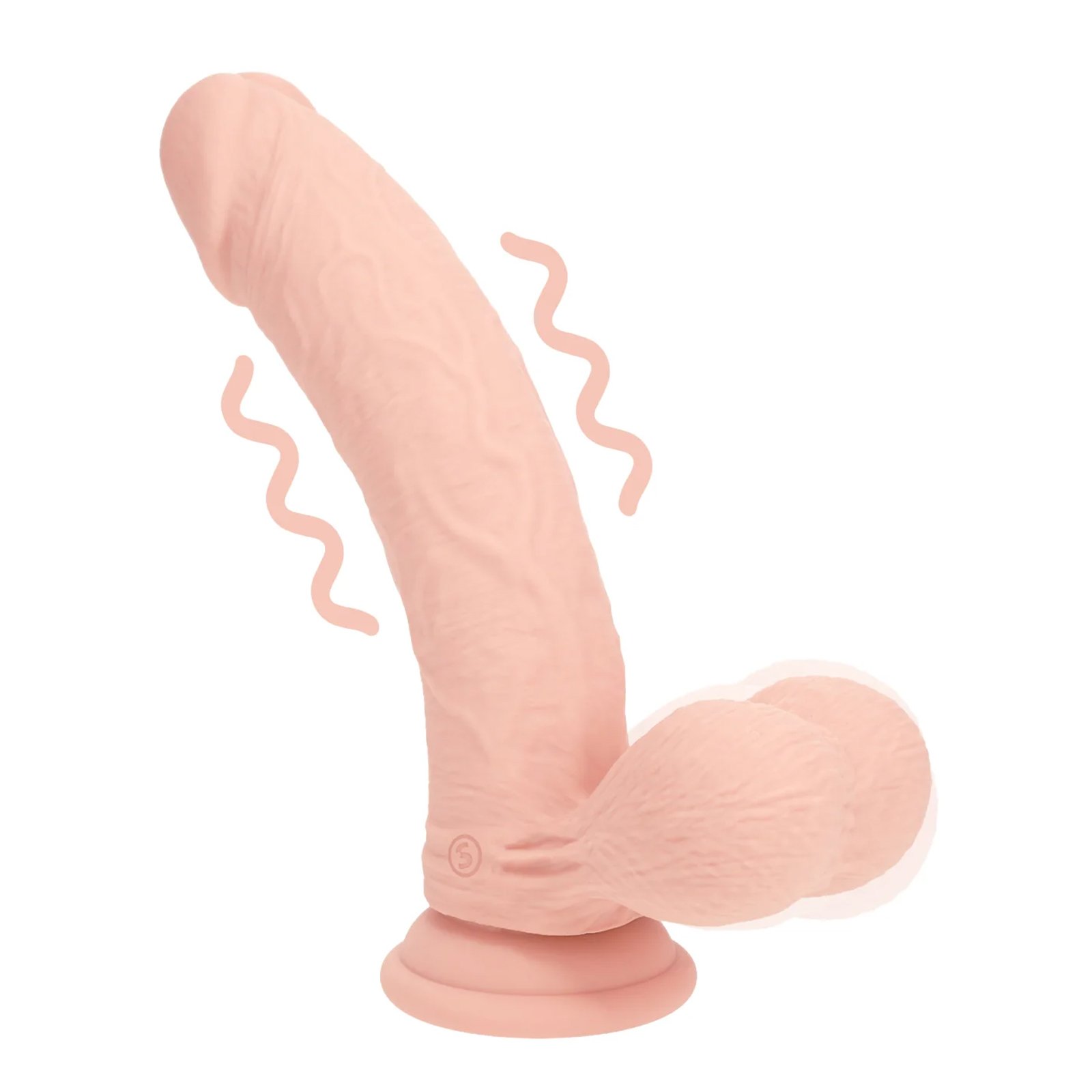 Realrock Dual Density Curved realistický vibrátor s varlaty 18 cm - Flesh