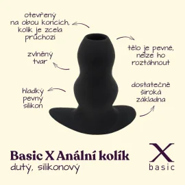 BASIC X Dutý silikónový análny kolík L - tunel