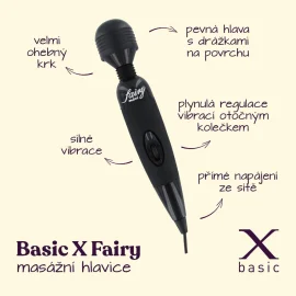 BASIC X Fairy masážna hlavica čierna