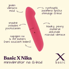 BASIC X Nika minivibrátor na bod-G ružový