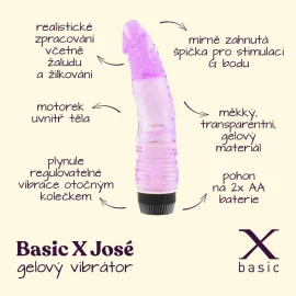 BASIC X José realistický gélový vibrátor fialový