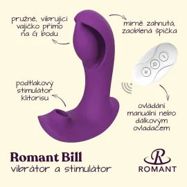 Romant Theo vibrátor do nohavičiek s podtlakovým stimulátorom klitorisu fialový