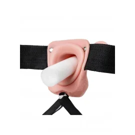 Realrock Hollow Strap-on dutý pripínací penis so semenníkmi 18 cm - telový