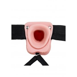 Realrock Vibrating Hollow Strap-on dutý pripínací penis so semenníkmi 18 cm - telový
