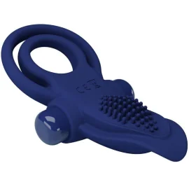 Pretty Love Bronson double vibračný erekčný krúžok - modrý