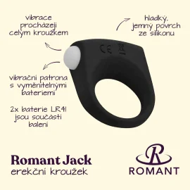 Romant Jack erekčný krúžok vibračný čierny