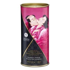 Shunga Hrejivý masážny olej s afrodiziakami - malina 100 ml
