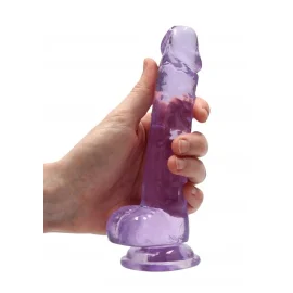 Realrock gélové dildo s prísavkou 17 cm fialové