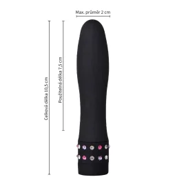 BASIC X Julien minivibrátor zdobený kamienkami čierny