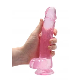 Realrock gélové dildo s prísavkou 19 cm ružové