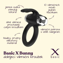 BASIC X Bunny - dobíjací vibračný krúžok na penis