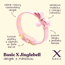 BASIC X JingleBell obojek s rolničkou růžový