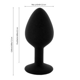 BASIC X ShinyBlack - silikónový análny kolík s kamienkom S