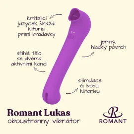 Romant Lucas obojstranný vibrátor s kmitajúcim jazýčkom fialový