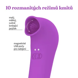 Romant Lucas obojstranný vibrátor s kmitajúcim jazýčkom fialový