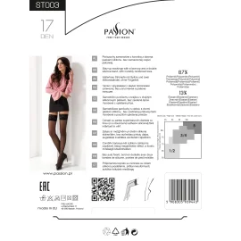 Passion ST003 samodržiace pančuchy s čipkou čierne vel. 5 = XXL