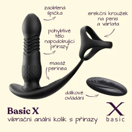 BASIC X Ronie vibračný análny kolík na diaľkové ovládanie