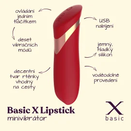 BASIC X Lip stick minivibrátor červený