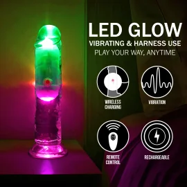 RealRock LED svietiace vibračné dildo 15 cm