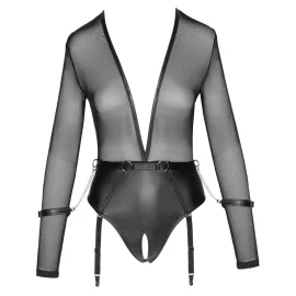Cottelli Bondage Body s dlhým rukávom čierne M