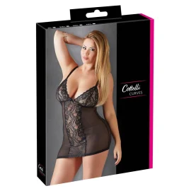 Cottelli CURVES košieľka s čipkou čierna XXL