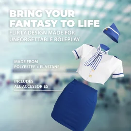 S-line Stewardess Costume - S/M - Blue/White