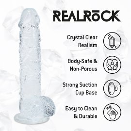 Realrock gélové dildo s prísavkou 14,5 cm transparentné