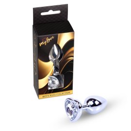 MyLove Silver análny kolík so srdiečkom S číry