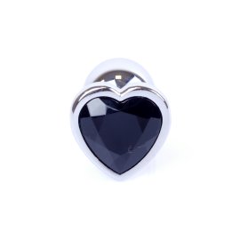 MyLove Silver anální kolík se srdíčkem S černý