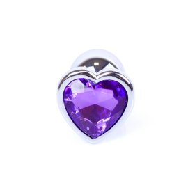 MyLove Silver análny kolík so srdiečkom S fialový