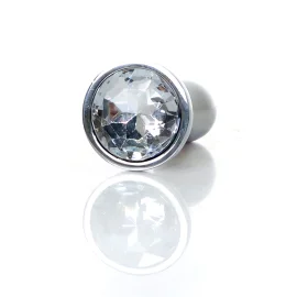 HeavyFun Silver Plug anální kolík s kamínkem S čirý