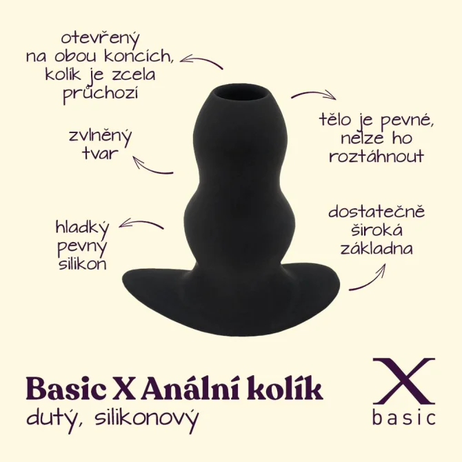 BASIC X Dutý silikónový análny kolík L - tunel