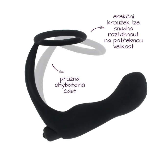 BASIC X vibračný análny kolík s erekčným krúžkom