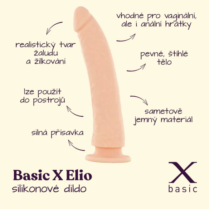 BASIC X Elio silikónové dildo s prísavkou telové