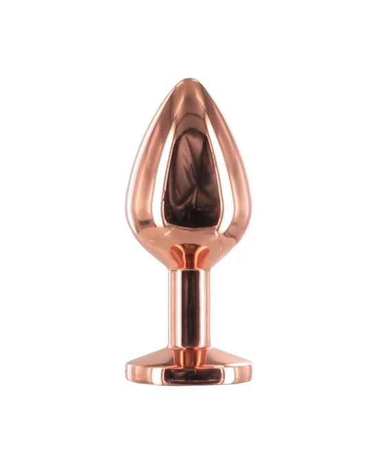 BASIC X Rosegold kovový análny kolík s kamienkom ružový veľ. M