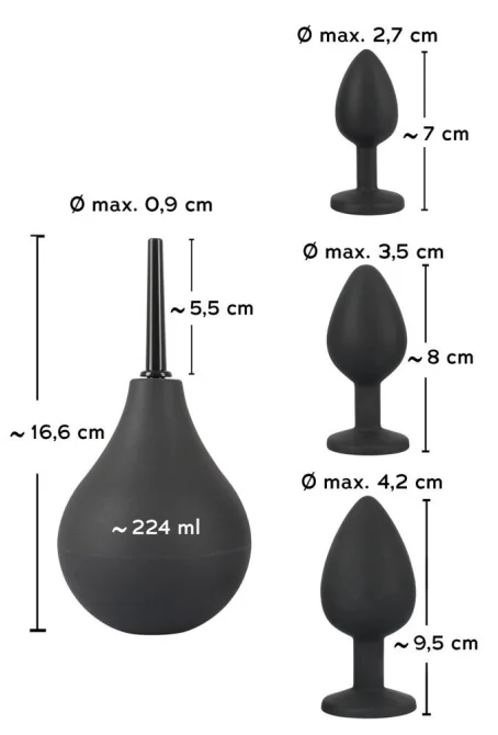 Black Velvets Set 3 análnych kolíkov a sprchy